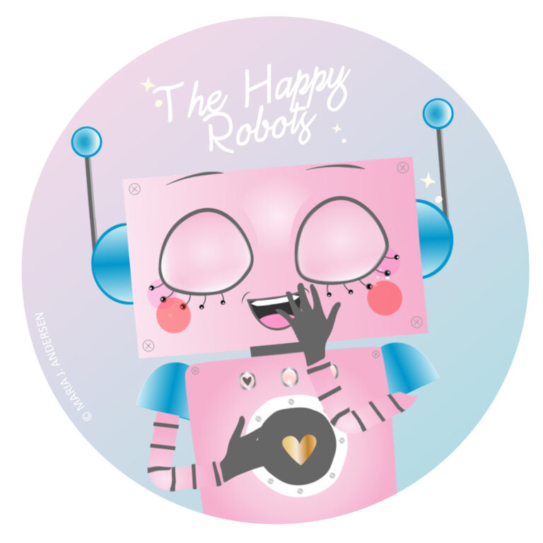 The happy robots maria j andersen Illustration and vector graphics